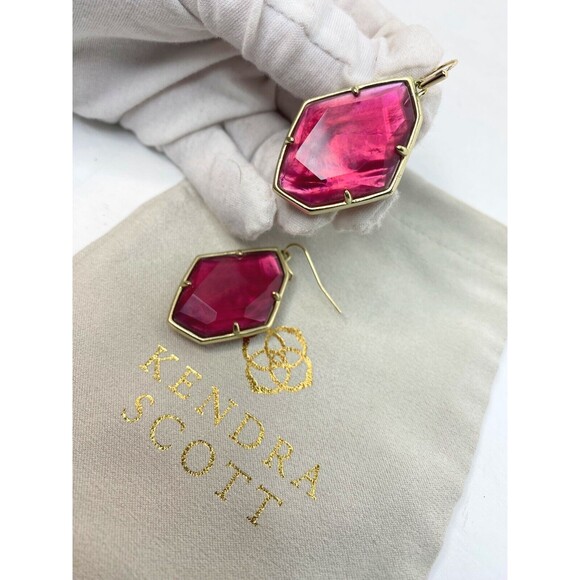 Kendra Scott Gold Dunn Drop Berry Illusion Earrings Red - Picture 7 of 13
